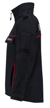 Softshelljacke "rote Paspel waag- und senkrecht"
